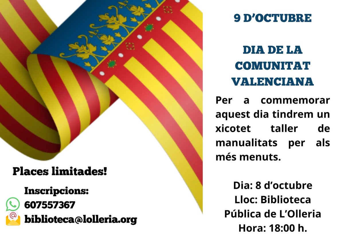 Aquesta vesprada tenim a la biblio un xicotet taller de manualitats per a totes les edats. Encara hi ha places. Salutacions