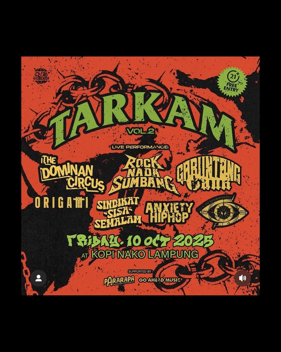 dominancircus's tweet photo. Jum’at ini di ‘ Tarkam vol.2 ‘ gigs garapan nya clubgembira (IG), ayo bray! 🫵🏻

Poster oleh @boyadnug 

#thedominancircus https://t.co/azwBVMRA6a