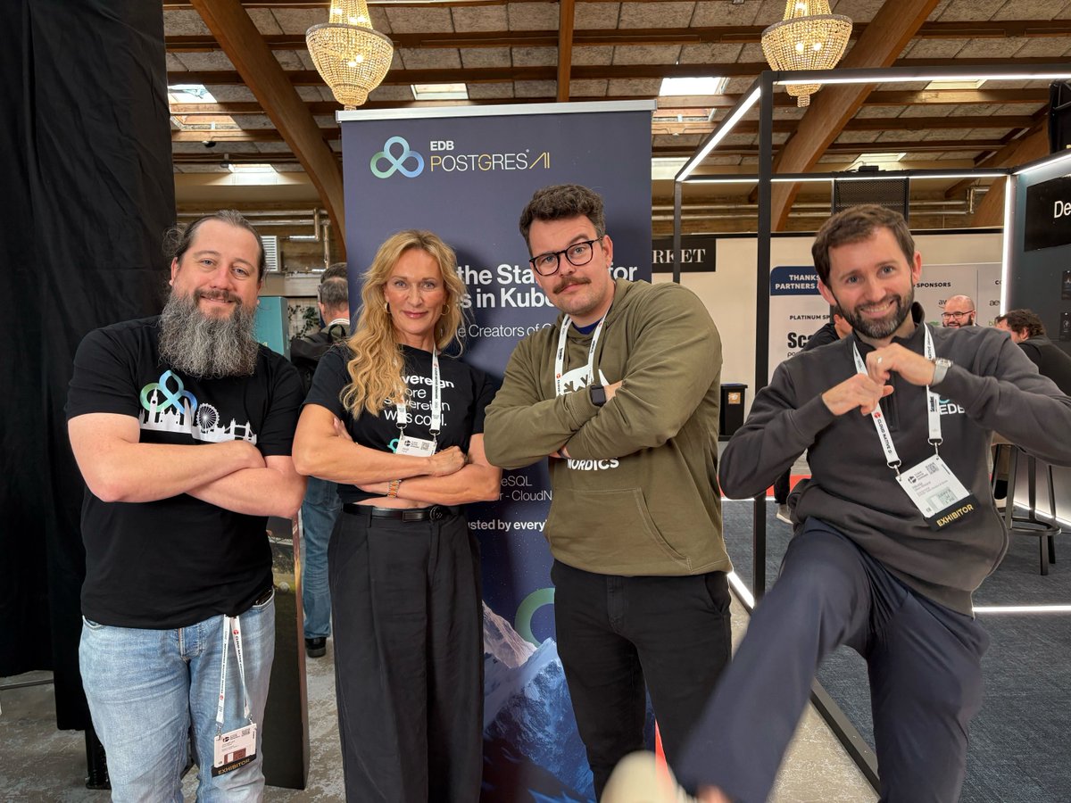 EDBPostgres's tweet image. Godmorgen Danmark :flag-dk:
Lots of great conversations yesterday at Cloud Native Denmark following our "#PostgreSQL on #Kubernetes AMA," and we got to meet with several @CloudNativePg users as well! Looking forward to another great day connecting with the community