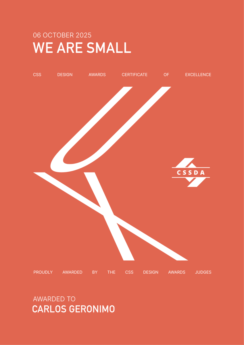 CarlosGeeronimo's tweet image. We are Small wins Best UI, UX and Innovation at the @cssdesignawards
A big thanks to the Framer Community for the support! 🌟🫶