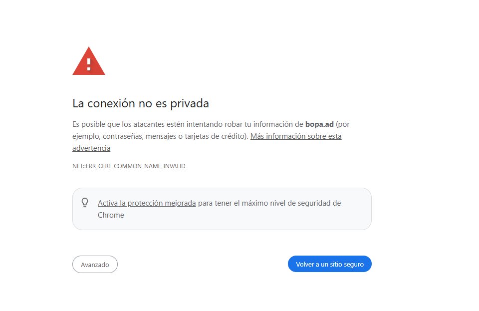 bopa.ad   la connexió no és privada  , aixxxx <a href="/GovernAndorra/">Govern d'Andorra</a>