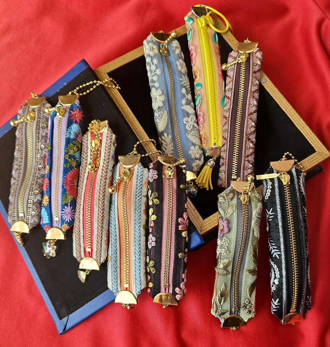 なう インド刺繍リボン×着物生地アクセサリー (@nownowhandmade