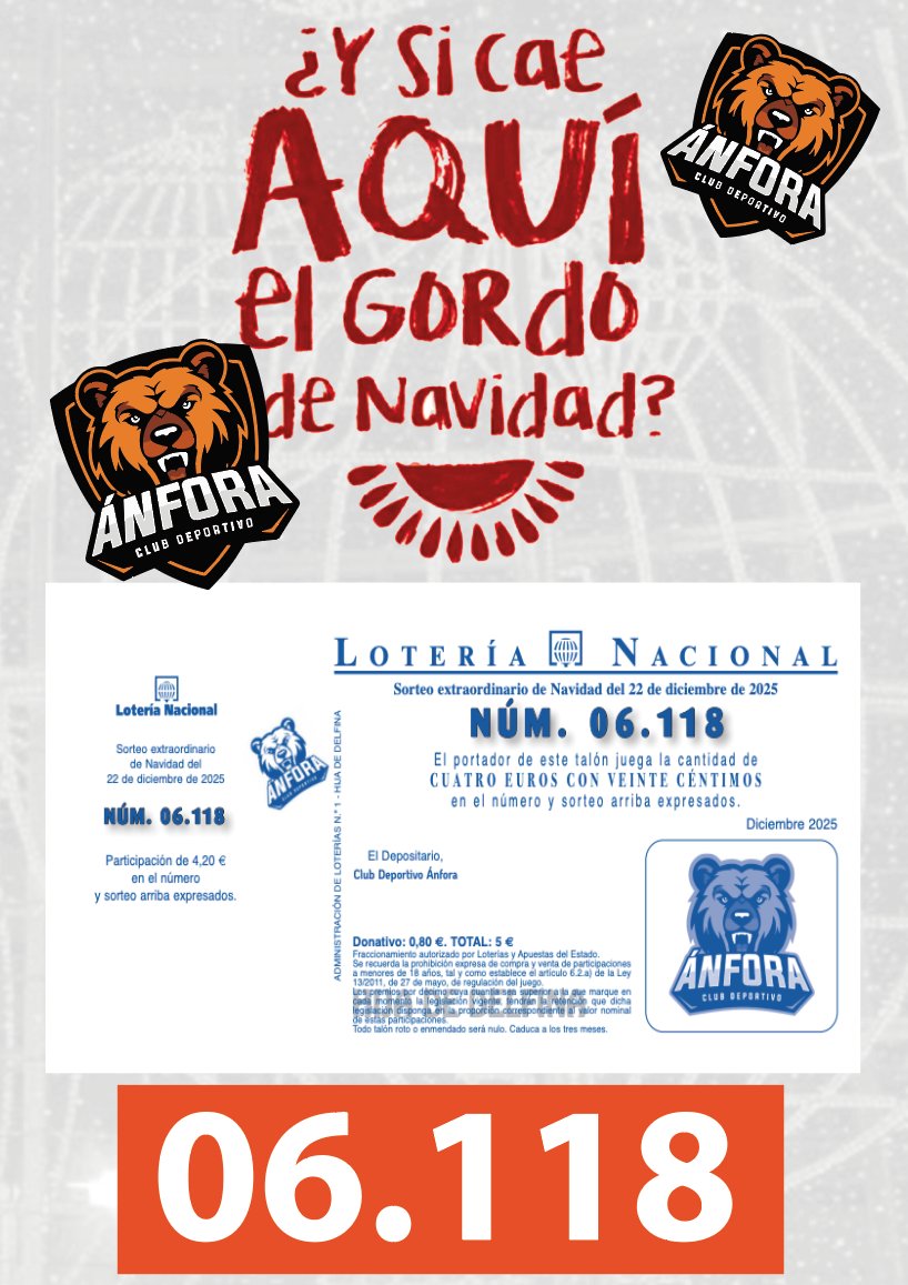 Ya tenemos a la venta la Lotería de Navidad del Club, hazte con ella en la Cafetería del Pabellón... ¿Y si cae aquí?...

#CDAnfora #Baloncesto #Cuarte #CuarteDeHuerva  #LoteríaDeNavidad