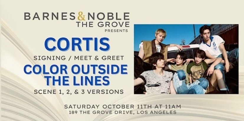 cortisarchivee's tweet image. CORTIS Schedule Update 📢

•Barnes &amp;amp; Noble CORTIS Signing/Meet &amp;amp; Greet
📅 October 11th
⏰ 11AM
📍189 THE GROVE DRIVE, LA

• Red Bull Dance Your Style World Final 
📅 October 11th 
🕞 7:30PM PDT 

•&apos;GO!&apos; Dance Workshop in LA 
📅 October 12th
🕞 12PM PT

• Live at iHeartRadio…
