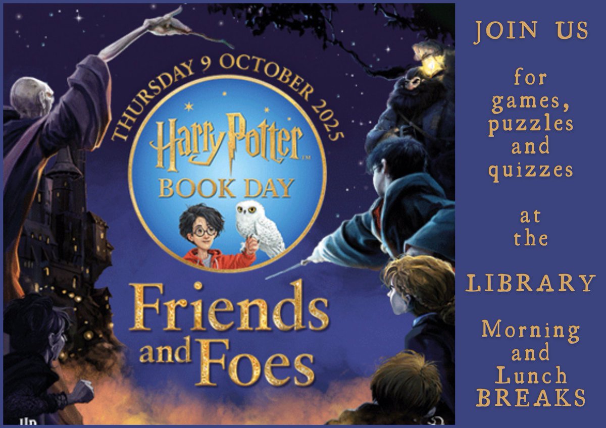 Ousedale's tweet image. 🧙♂️✨️ This Thursday, we're celebrating Harry Potter Book Day in our libraries! 🧙♂️✨️ Whether you're Gryffindor brave or Ravenclaw wise, there's something for everyone!
#HarryPotterBookDay #LibraryMagic #wizardingworldofharrypotter