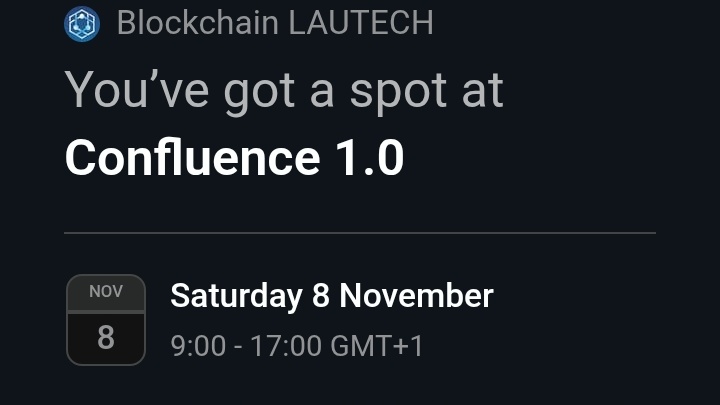 Iamprecig's tweet image. GM Happy Chads
Finally secured my spot for Confluence. 
Baby steps to idolo stage. 🥹😂
Special thanks to @BlockchainLAUT1 @Johnadek_ and members of the committee.

30 Days countdown begins today!!!
#Confluence #Blockchain #event