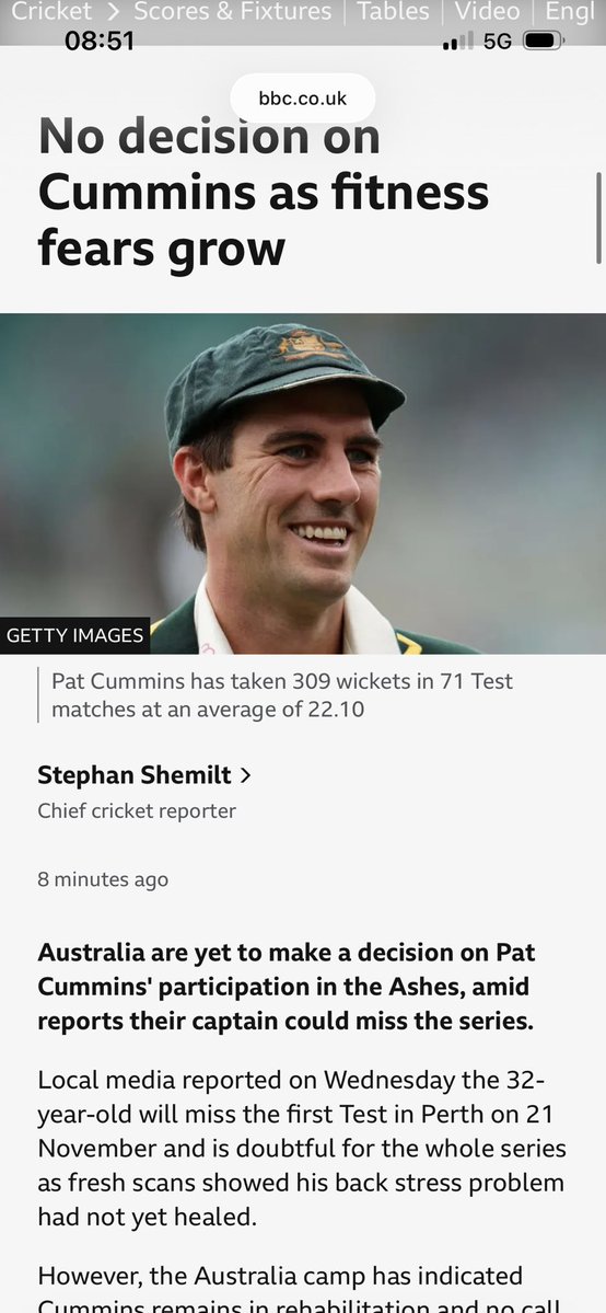 We’re gonna win 5-0!

Alternative take: Boland comes in and takes 35 wickets at 14…