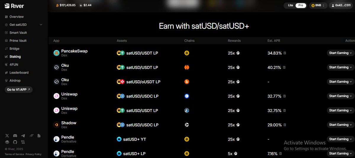 vanchinh_123's tweet image. 💰Nếu mọi người đang có USDT nhàn rỗi mà muốn lợi nhuận cao và an toàn thì lựa chọn River chính là một quyết định đúng đắn.Mọi người có thể nhận lãi suất  từ việc gửi USDT vào Smart Vault(hiện tại đã đăng ký hết) hoặc có thể stake và add liquidity satUSD…