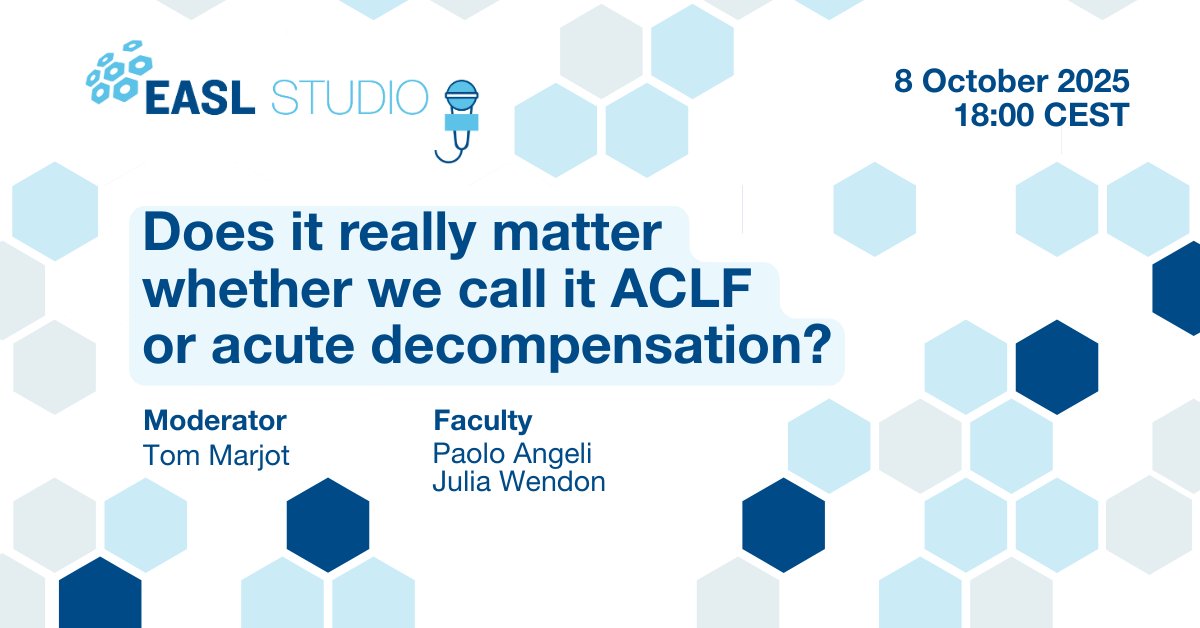 EASLnews's tweet photo. Today's EASL Studio questions whether assigning the label “ACLF” to a deteriorating patient truly alters clinical decisions, or if focusing on the specifics of organ failure and reversibility is more useful. 

See you tonight at 18:00 CEST on https://t.co/fB3Fsxtalk

@tom_marjot @ProfPaoloAngeli @BavenoCoop @VirginiaHdezGea @RautouE 
#LiverTwitter #LiverX