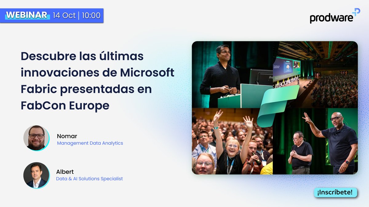 ProdwareES's tweet image. ¿Quieres estar al día de las últimas #innovaciones de #MicrosoftFabric?Te mostraremos las novedades presentadas en #FabConEurope.Descubre cómo sus funcionalidades están transformando el análisis de #datos, la #seguridad y la integración #multiplataforma
➡️ okt.to/Qe1P0A