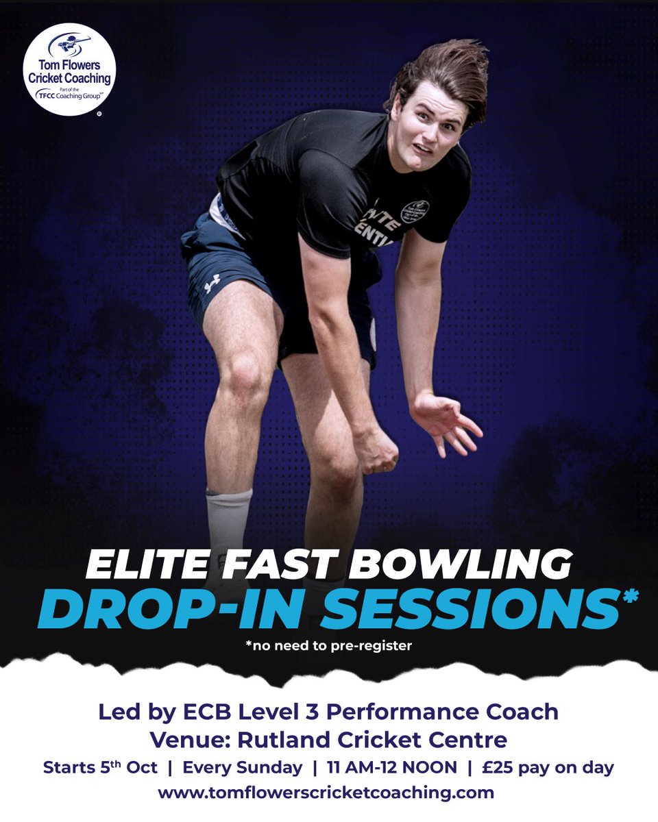 Calling all fast bowlers! Join our Elite Fast Bowling drop-in sessions every Sunday at <a href="/CricketRutland/">Rutland Cricket Centre 🟢🟡</a>! 🏏

Led by an ECB Level 3 Performance Coach, it’s the perfect way to sharpen your skills. 

⏰ 11 am-12 noon
💸 £25 pay on the day—no pre-registration needed! 

#cricket