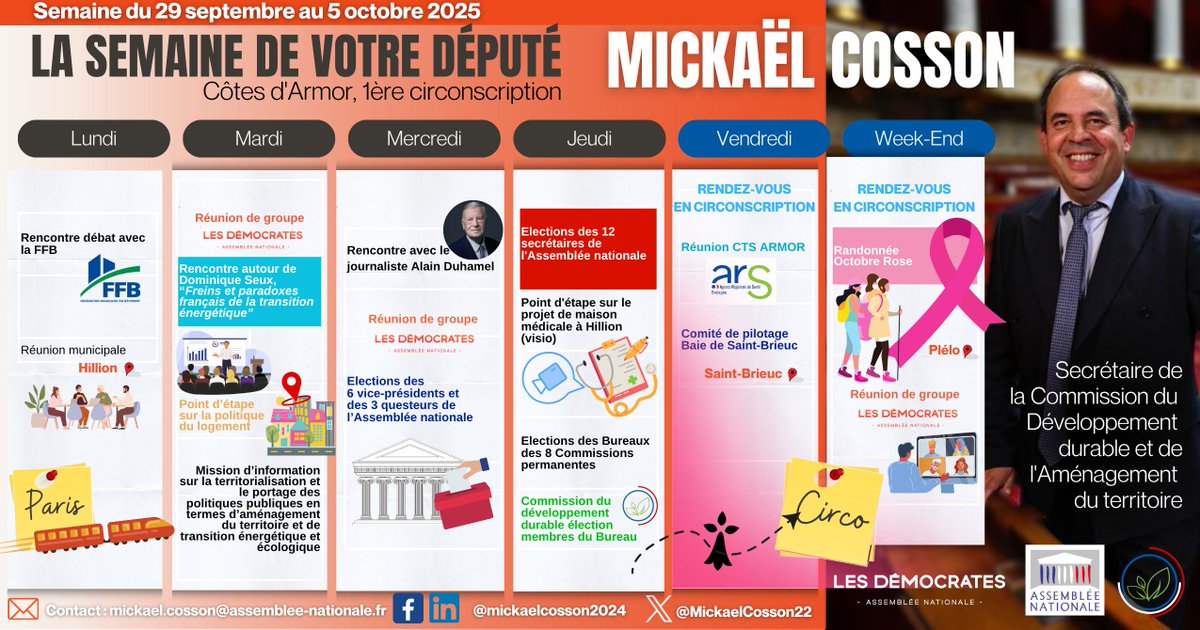 📢Quels ont été les temps forts de ma semaine ? 👉🏼Retrouvez l'essentiel de mon agenda parlementaire du 29 septembre au 5 octobre 🗓