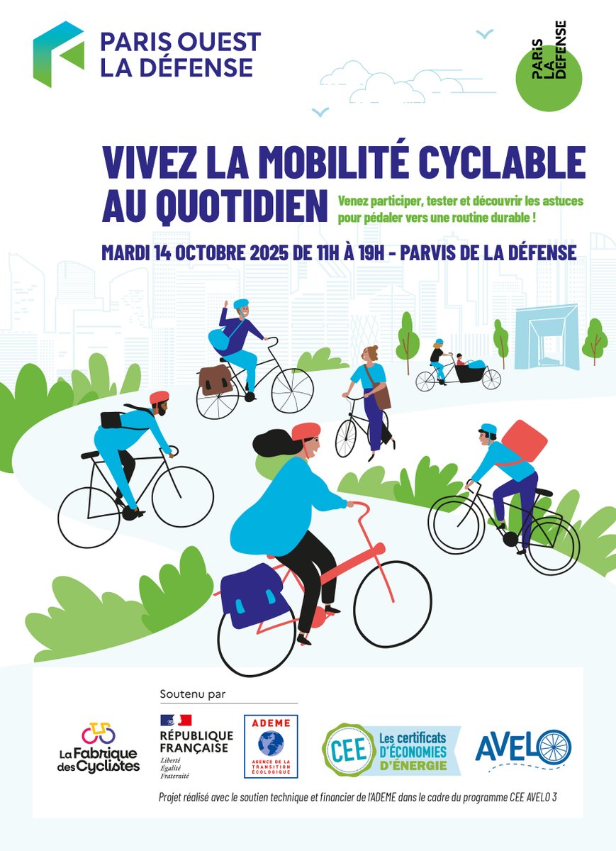 VilleSaintCloud's tweet photo. (...) Stand d'information, ateliers d'auto-réparation vélo, balades à vélos, ciné-débat... Venez participer, tester et découvrir les astuces
pour pédaler vers une routine durable !
#MobiliteDurable #Velo #Evenement #DeveloppementDurable #POLD https://t.co/aiS2QCYNzp