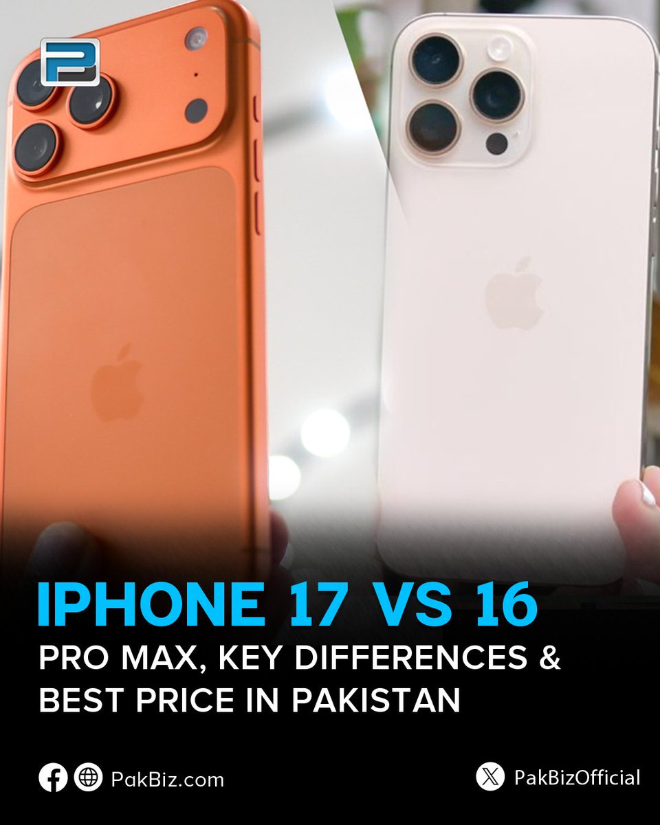 PakBizOfficial's tweet image. iPhone 17 Pro Max vs 16 Pro Max: What’s Different and Where to Get the Best Price in Pakistan
#iPhone17 #iPhone17ProMax #iphone16pro 
pakbiz.com/4iud