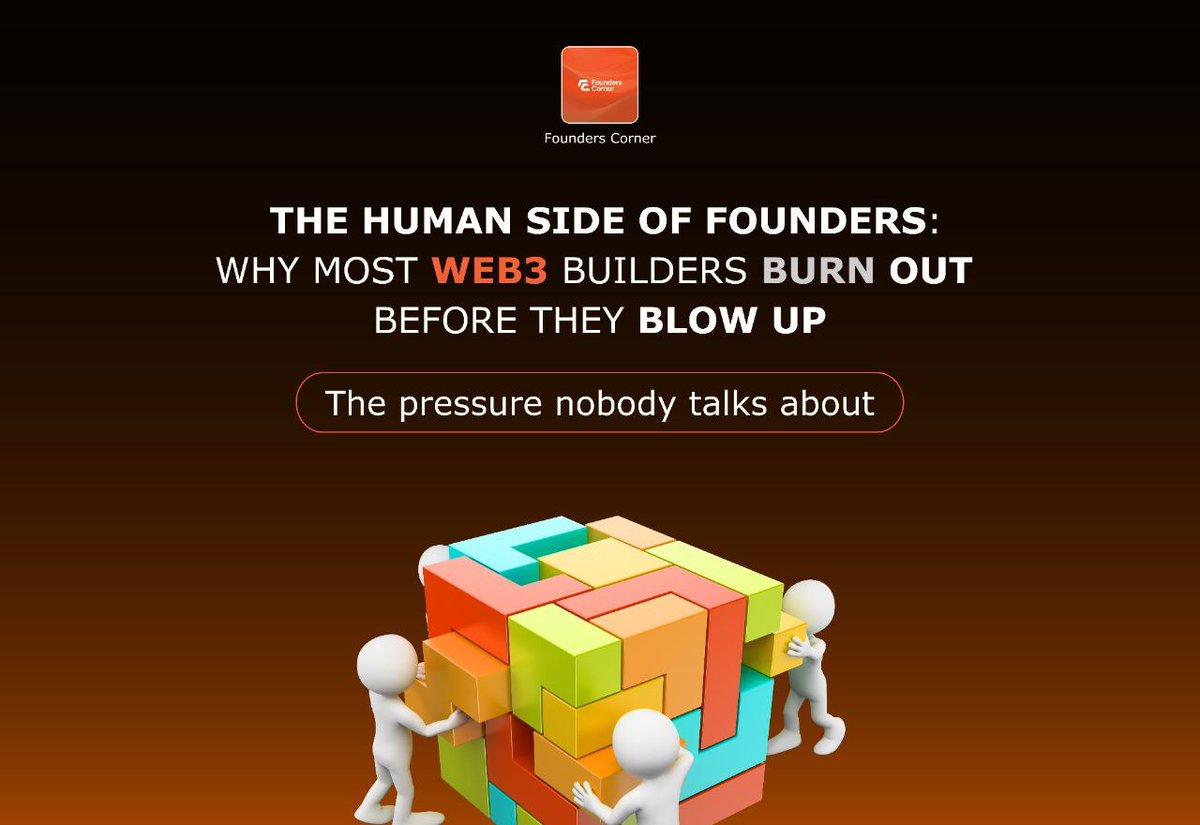 THE HUMAN SIDE OF FOUNDERS: WHY MOST WEB3 BUILDERS BURN OUT BEFORE THEY BLOW UP

In Web3, we celebrate innovation. We celebrate the next big launch, a record-breaking mint, or a project raising millions overnight. But behind those glossy headlines are founders quietly burning out