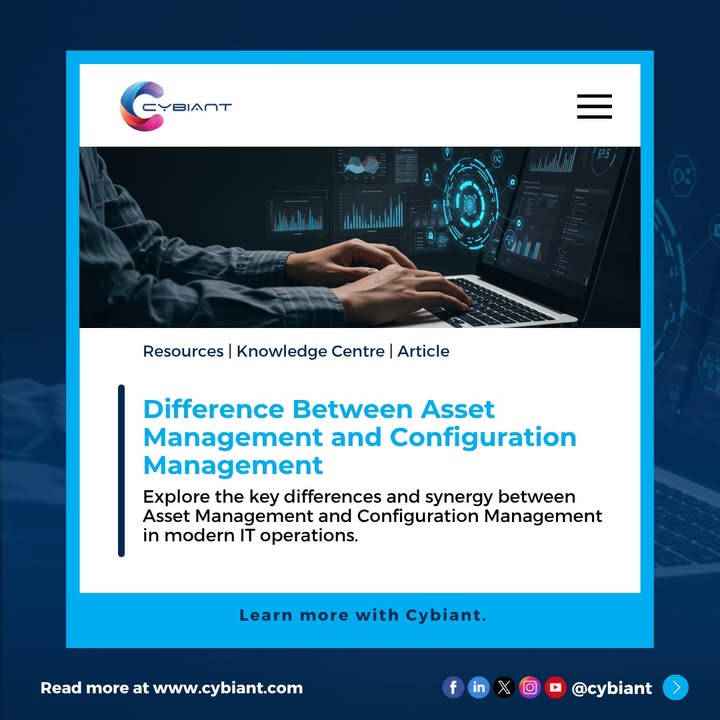 cybiant's tweet image. #AssetManagement tracks and optimizes assets, while #ConfigurationManagement ensures systems run consistently. Together, they boost visibility, compliance, and cost efficiency. Discover how both drive smarter IT operations, read article now 👉 zurl.co/xXKp5

#Cybiant