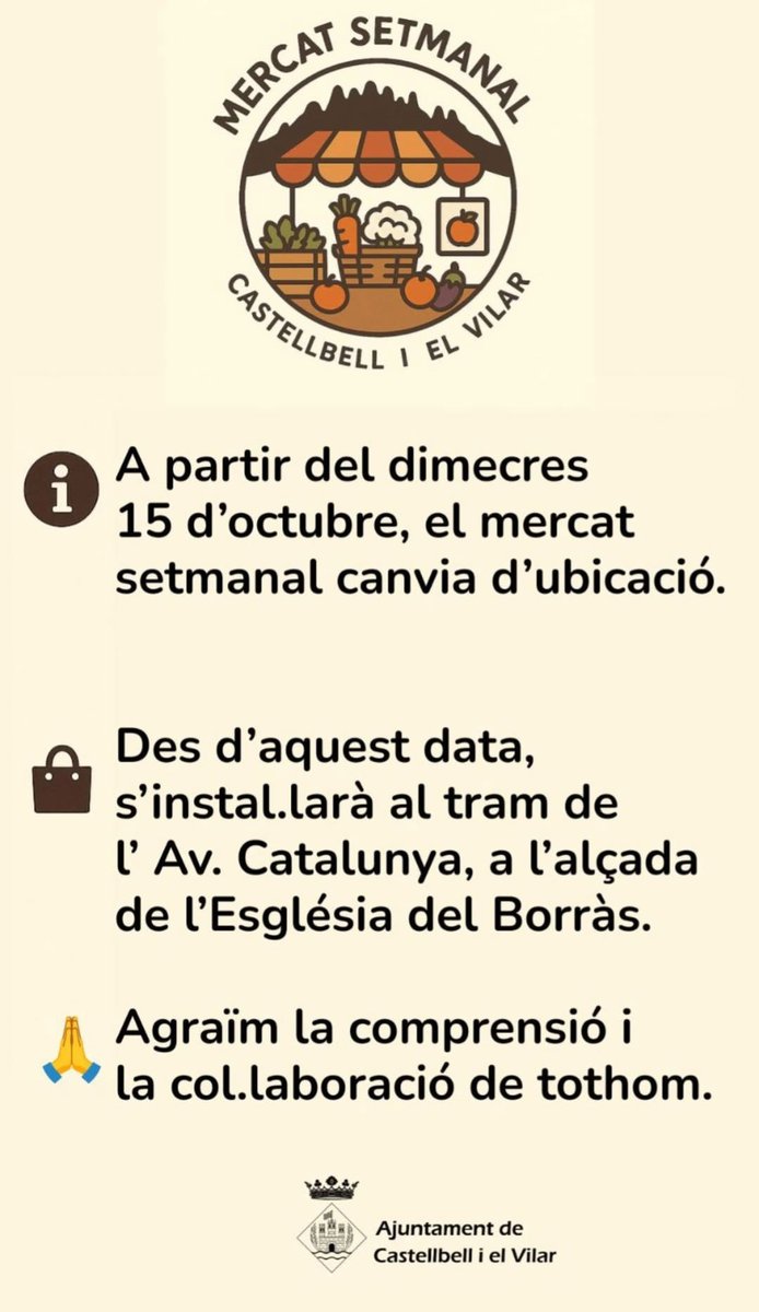 ℹ️ Important!
👉 A partir de demà
#CastellbellielVilar