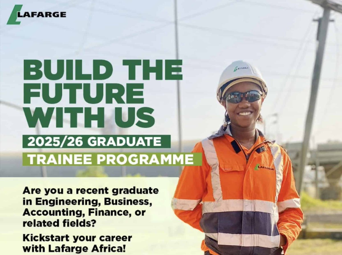 Lafarge Africa Graduate Trainee Programme 2025/2026 for Recent Graduates 

Learn more — myschoolgist.com/ng/lafarge-gra…