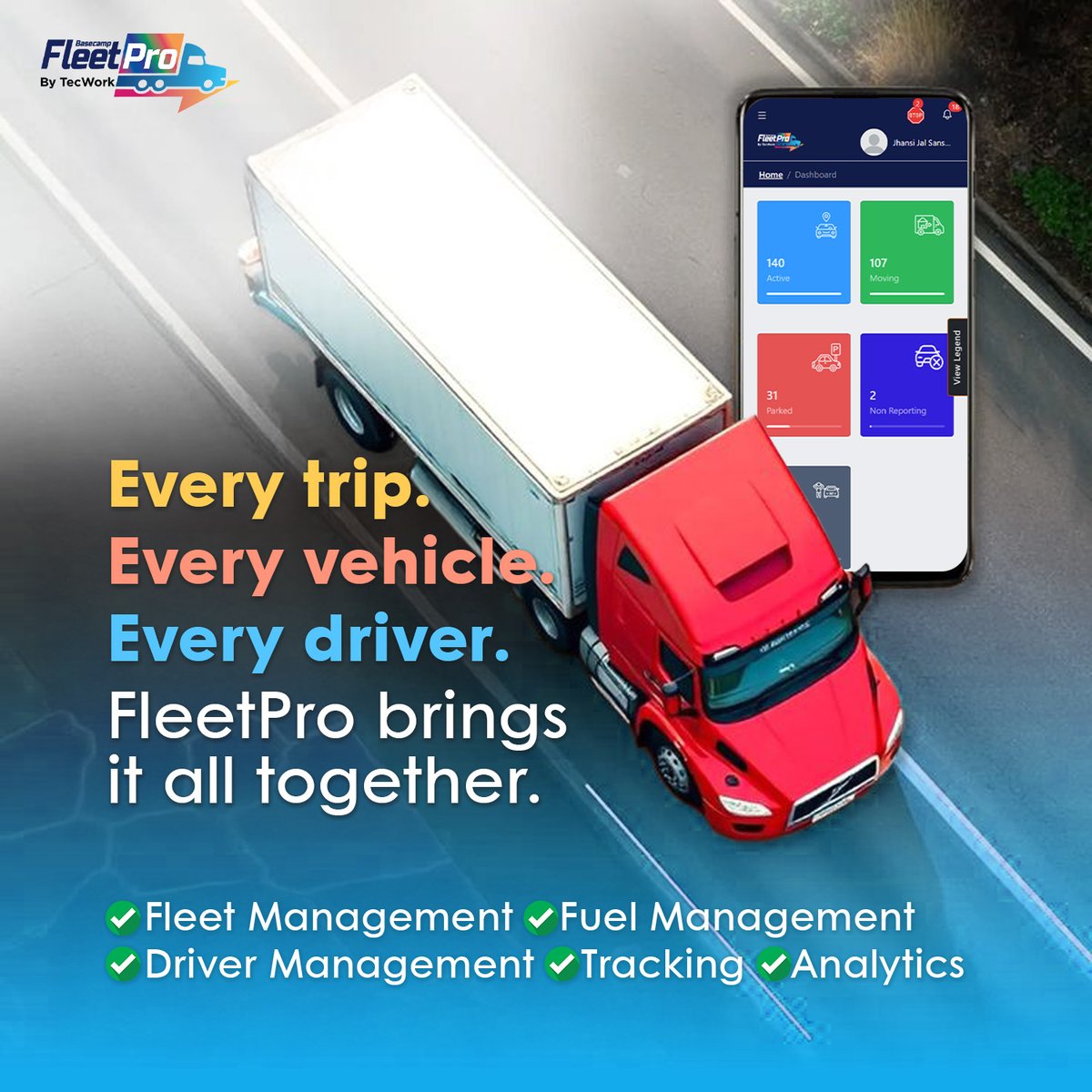 TecworkGlobal's tweet image. 🚚 One Platform. Total Fleet Control.
Every trip ✅ Every vehicle ✅ Every driver ✅

Take the wheel of efficiency. ⚡
✨ Book a demo now! shorturl.at/G6CSP

#fleettracking #fuelmonitoring #fleetmanagement #gpstracking #machinelearning #realtimesolutions #technology
