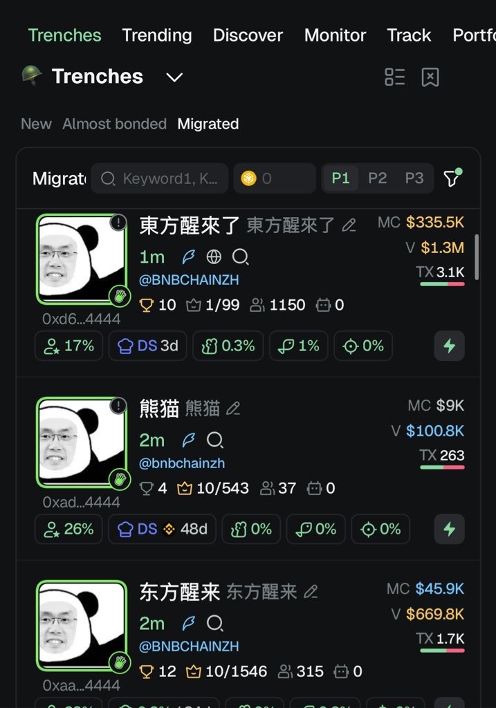 These all are different coins btw migrating at the same time vamping is on a different level on bnb chain🤮
#bnb  #memecoin