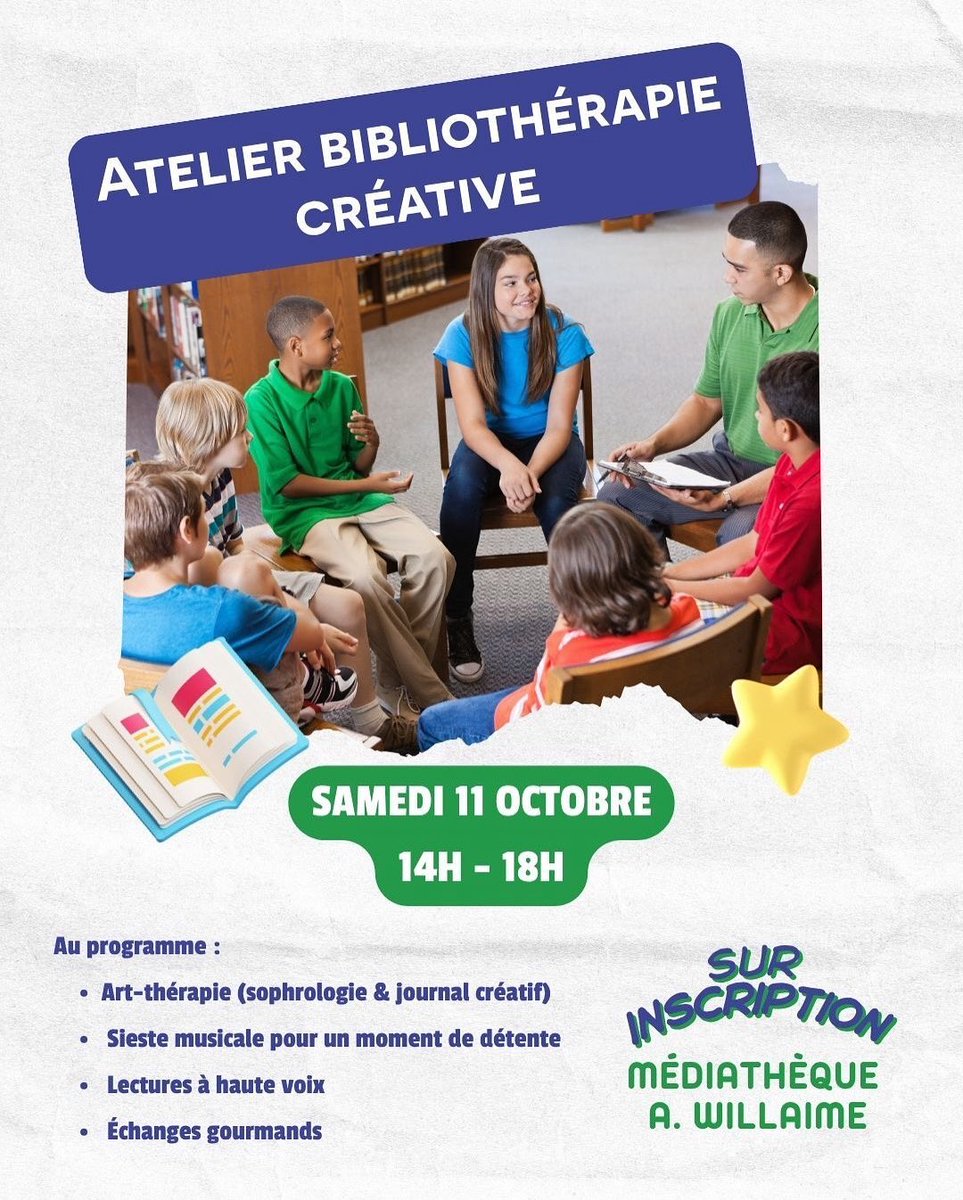 Parents &amp; enfants : un après-midi pour se reconnecter 💫
📅 Samedi 11 octobre, 14h–18h à la Médiathèque de Saint-Aunès.
Thème : “Mes enfants ces Aliens vs mes parents ces Dinosaures”.
Atelier créatif, sieste musicale &amp; échanges gourmands 🍪
Inscription auprès de la Médiathèque.
