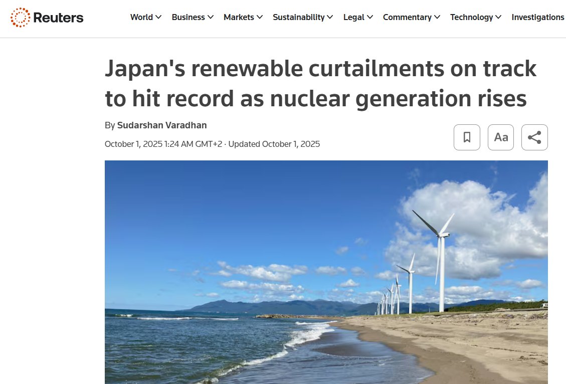 Vysoké napětí (@vysoke_napeti) on Twitter photo Japonci křísí jádro a krátí výrobu OZE. To nevymyslíš. Japonci křísí jádro a krátí výrobu OZE. To nevymyslíš.