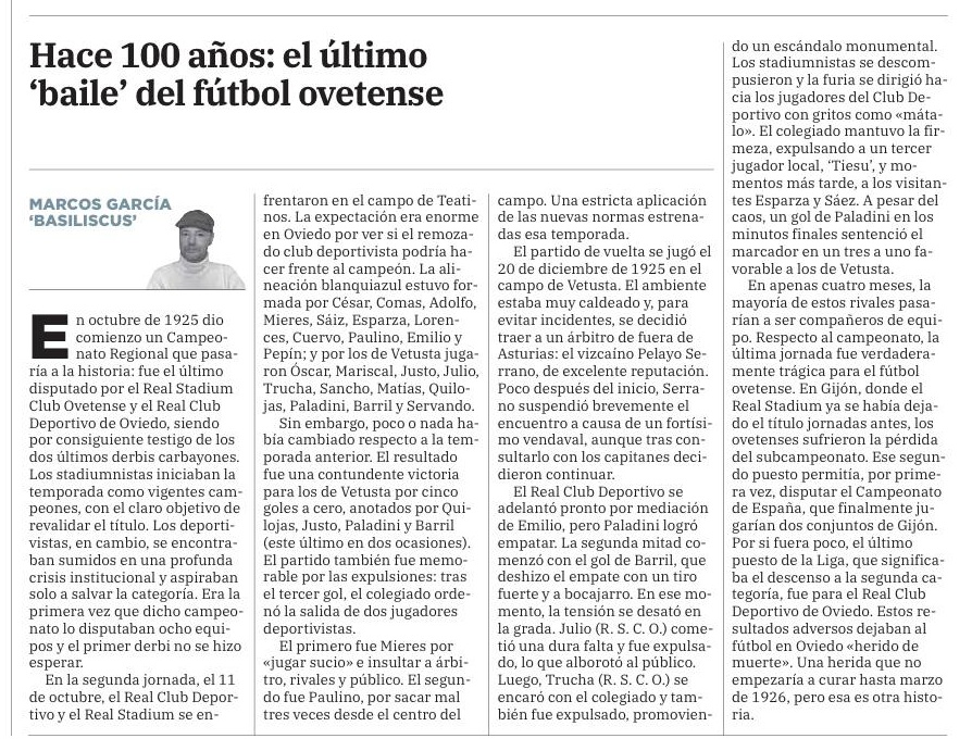 <a href="/Ramonjulio27/">Ramón Julio</a> Hoy, en el <a href="/elcomerciodigit/">EL COMERCIO</a>, vuelvo a escribir sobre los Socios Fundadores del Real Oviedo.
De enemigos a compañeros...