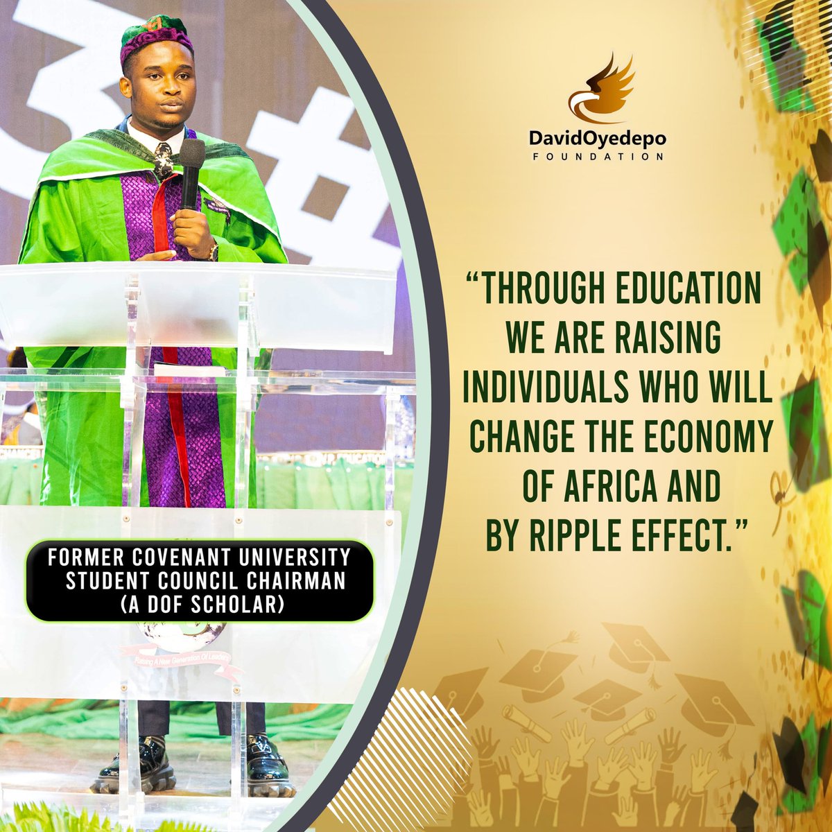Through education we are raising individuals who will change the economy of Africa and by ripple effect.
#covenantuniversity 
#landmarkuniversity 
#davidoyedepofoundation 
#DavidOyedepoMin 
#hebron
#education