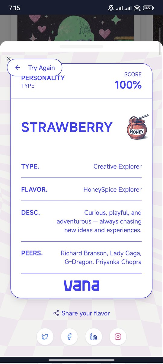 If I was an Ice Cream Flavour, I'd be Strawberry, Curious, playful, and adventurous — always chasing new ideas and experiences..
Taste your data: app.vana.com #datarevolution

Cute 🥺 <a href="/vana/">vana</a>