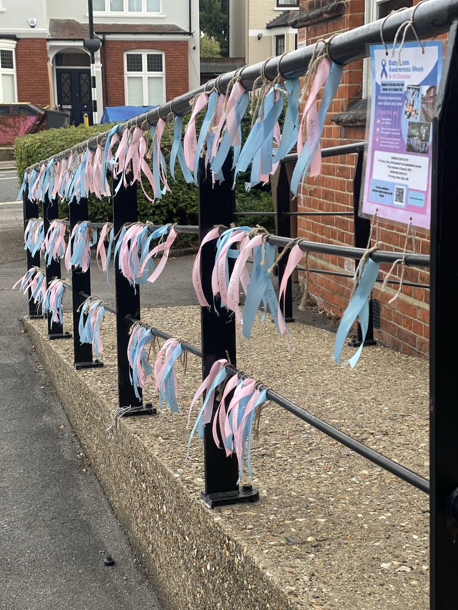 Tomorrow begins #BabyLossAwarenessWeek #BLAW2025. Each ribbon outside St Andrew’s bears the name of a loved one. We’re open every Thurs from 10am, Sun 9am-12:30pm &amp; this Sat 11am-1pm if you’d like to drop in to light a candle or offer a prayer as we remember these precious lives.