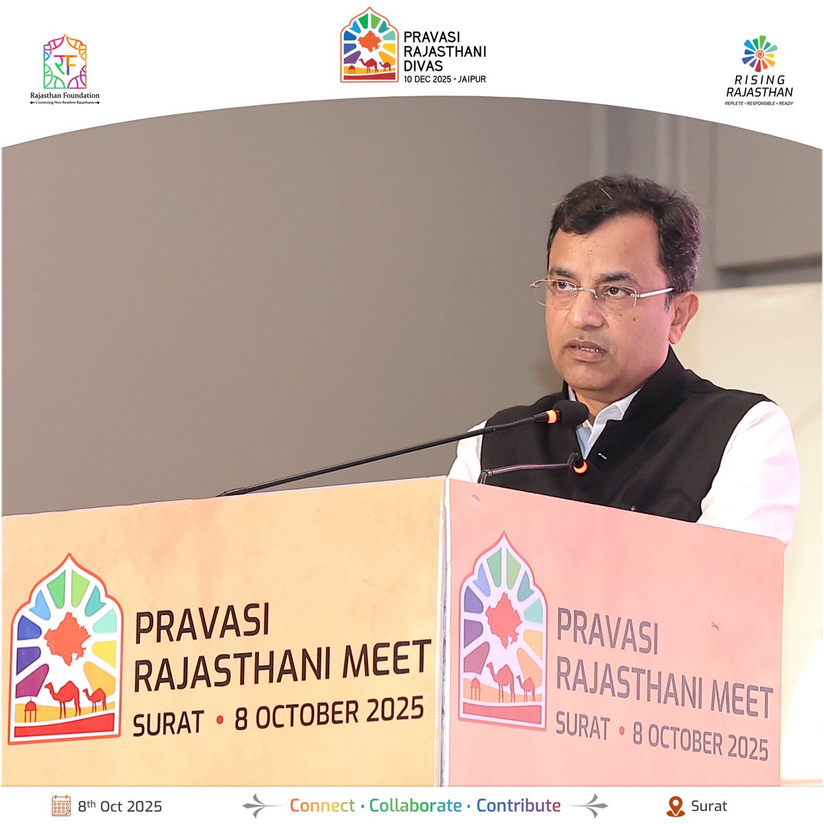 biprajasthan's tweet image. At the 𝗣𝗿𝗮𝘃𝗮𝘀𝗶 𝗥𝗮𝗷𝗮𝘀𝘁𝗵𝗮𝗻𝗶 𝗠𝗲𝗲𝘁 𝟮𝟬𝟮𝟱 in Surat, Shri Alok Gupta, Principal Secretary, Industries &amp;amp; Commerce, Government of Rajasthan reaffirmed Hon’ble Chief Minister Shri Bhajan Lal Sharma’s vision to strengthen connections with the global Rajasthani…