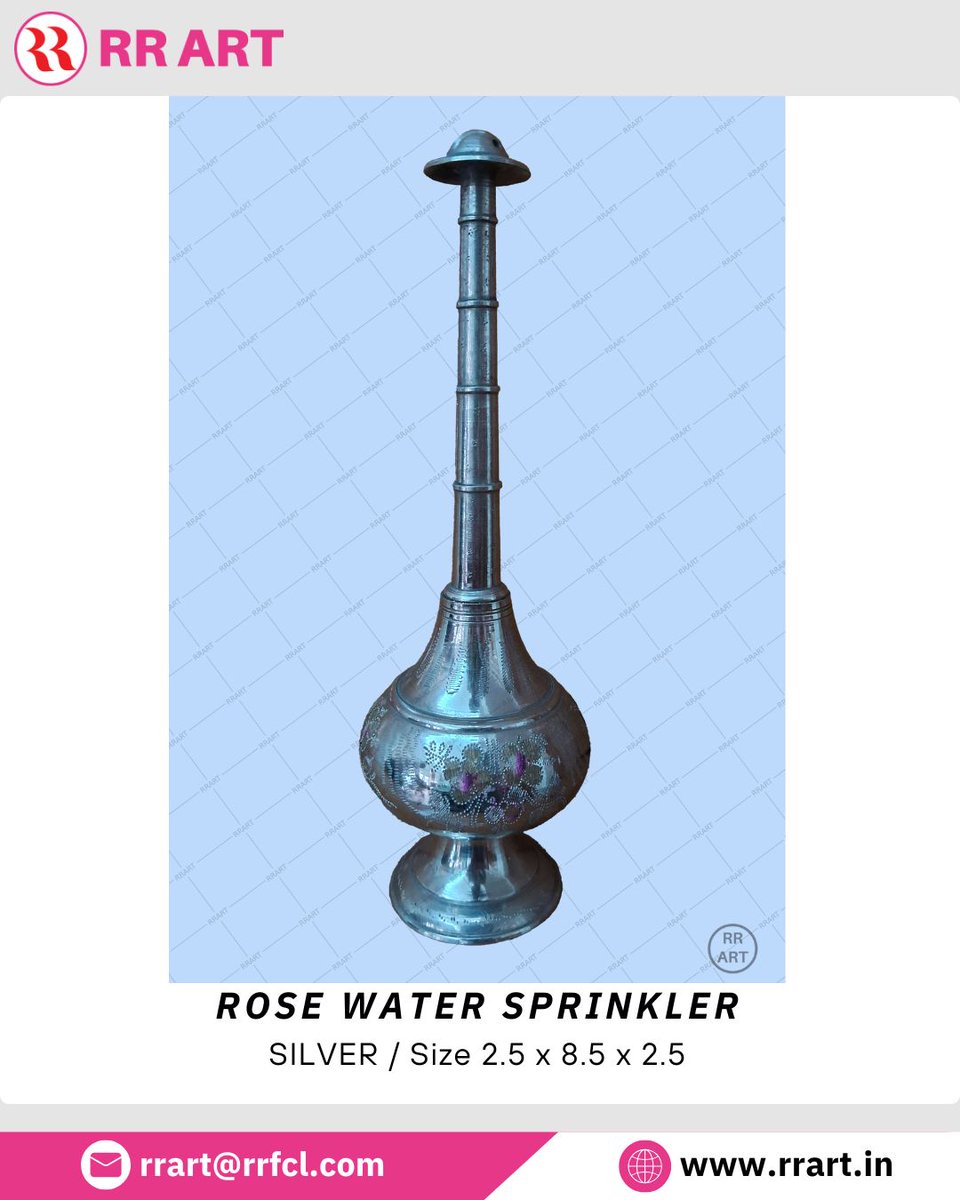 RRArtofficial's tweet image. 🎨 ROSE WATER SPRINKLER
🧵 Medium: SILVER
📏 Size: 2.5 x 8.5 x 2.5

For more details, contact us at 📧 rrart@rrfcl.com
or visit our website 🌐 rrart.in ✨

#rrart #rosewatersprinkler #silverwork #sprinkler #silver #silverdesigns #silverart #artdecor #artefactdesign