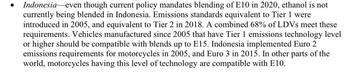 mcitraningrum's tweet photo. Tadi mikir ini ngomongin apa haha ternyata ethanol. Aku bukan ahli transport untuk deets bisa ke @riezf 👀

📌 E10 itu secara teknis “oke” untuk kendaraan light duty dan sepeda motor di Indonesia. Ini ada kajian dari @NREL 

📌 Ethanol itu dibuat dari molase (tetes tebu), tapi di Indonesia juga sedang dieksplor dari singkong

📌 Ethanol ≠ biodiesel (dari kelapa sawit)

📌 Potensi masalah: food vs fuel & land use. Sebenarnya kalo pake molase tebu dan targetnya masuk akal, bisa diatasi. 

Tapi land conflict itu sejarahnya panjang banget di Indonesia dan wajar orang mempertanyakan.

Selain itu Indonesia juga impor gula sih ya, jadi jangan sampai tujuannya mengurangi impor BBM lalu malah impor molase/ethanol.