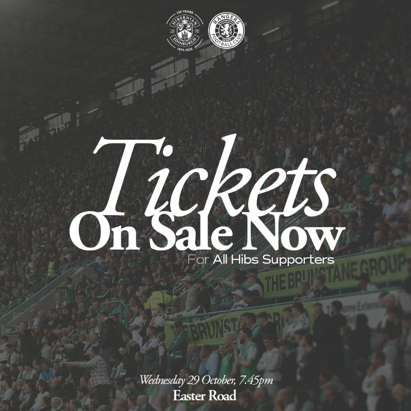 HibernianFC's tweet photo. Tickets for our midweek clash with Rangers at Easter Road are on sale now!

Additional seats in the South Stand have been made available for Hibs supporters for this one!

Full details 👇