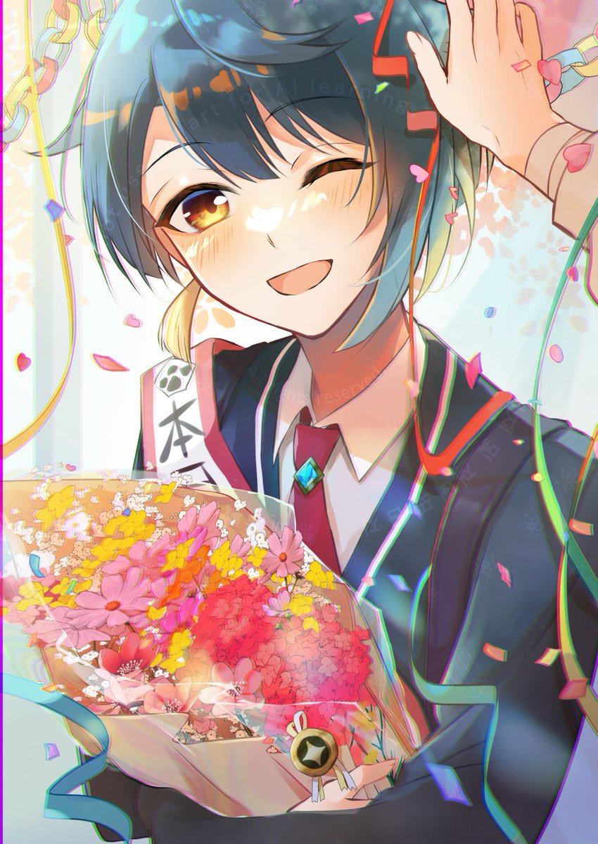 3sat01's tweet image. 制服姿の行秋くんでハピバ🎉
#行秋生誕祭2025 #GenshinImpact