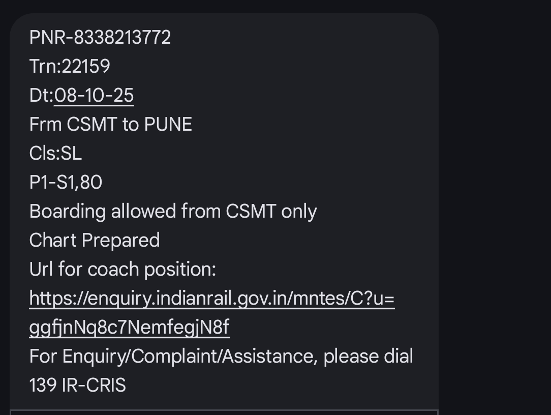 Atulcr7_07's tweet photo. @RailwaySeva @drmmumbaicr 9653432747, no replies on dm. https://t.co/HTxKTcfu9X
