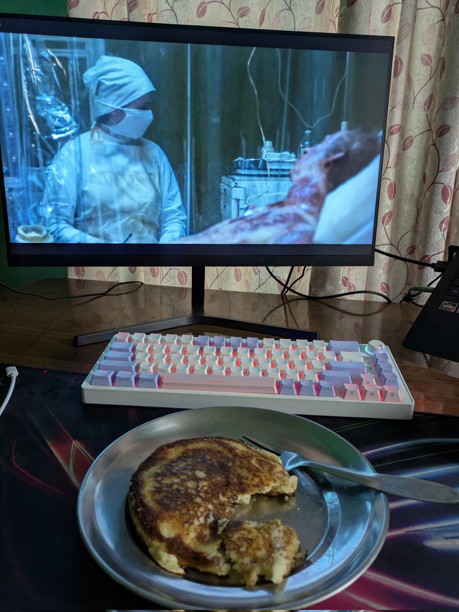 Watching Chernobyl with dadeko pancake I made