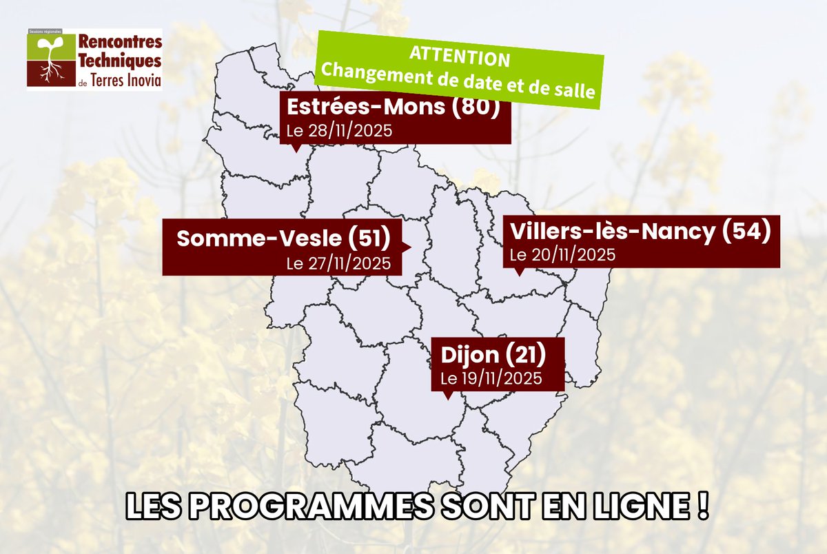 Les programmes des #RTTI Nord &amp; Est sont en ligne ! 
🔗Inscrivez-vous dès aujourd'hui : terresinovia.fr/evenements
<a href="/terresinovia/">Terres Inovia</a>