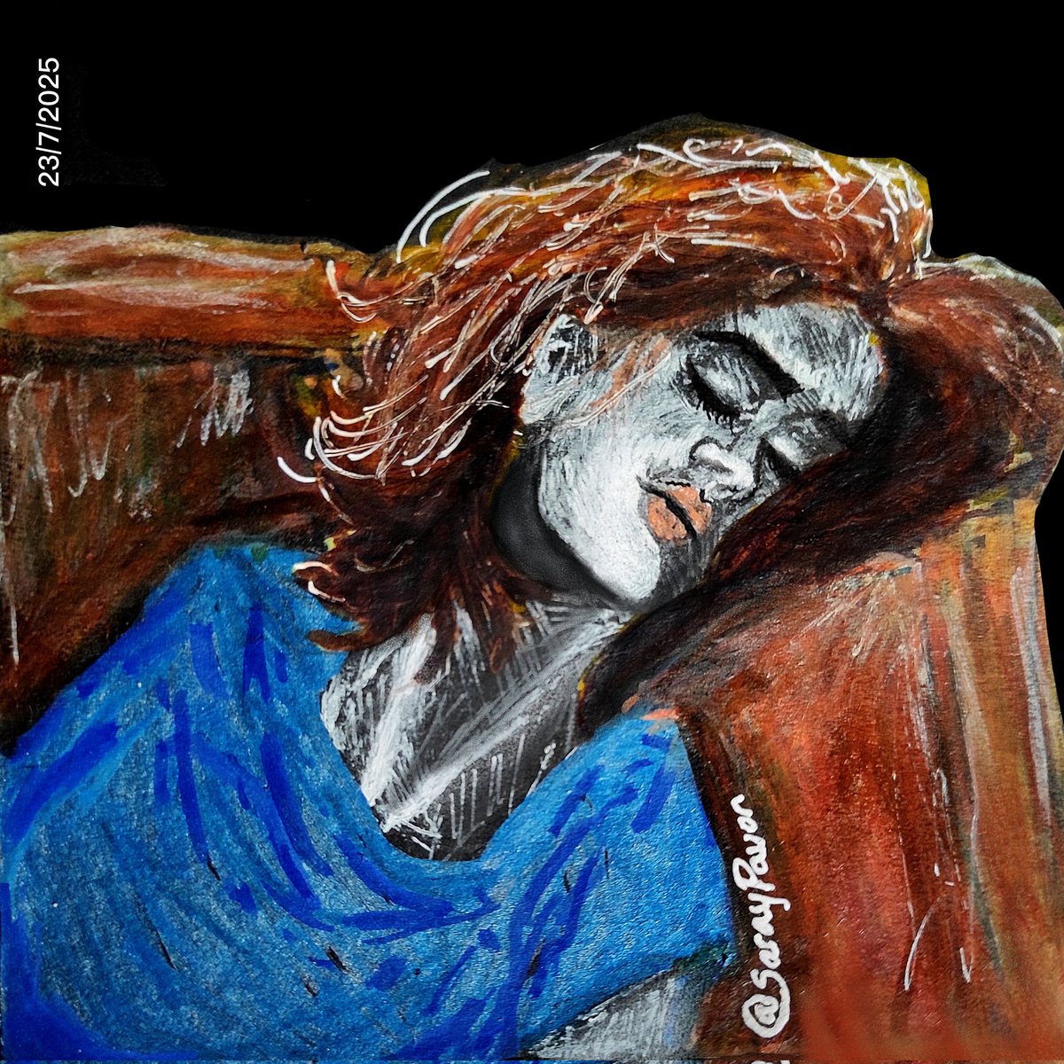 Cara del libreto negro de 12x12cm 🙃 

#ilustracion #ilustration #draw #dibujo #boceto #scketch #blackpaper #sketchbook #sketchbookblack #sketchbookdrawing #rotuladores #cuerpo #sensuallook #anatomía #saraypavon #vampiressahim #girl #woman #face #womanface #cara #drawing #sensual