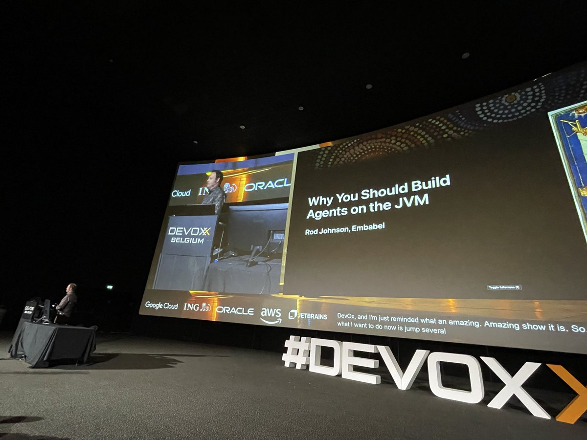 aheritier's tweet image. Building agents on the JVM by @springrod #devoxx