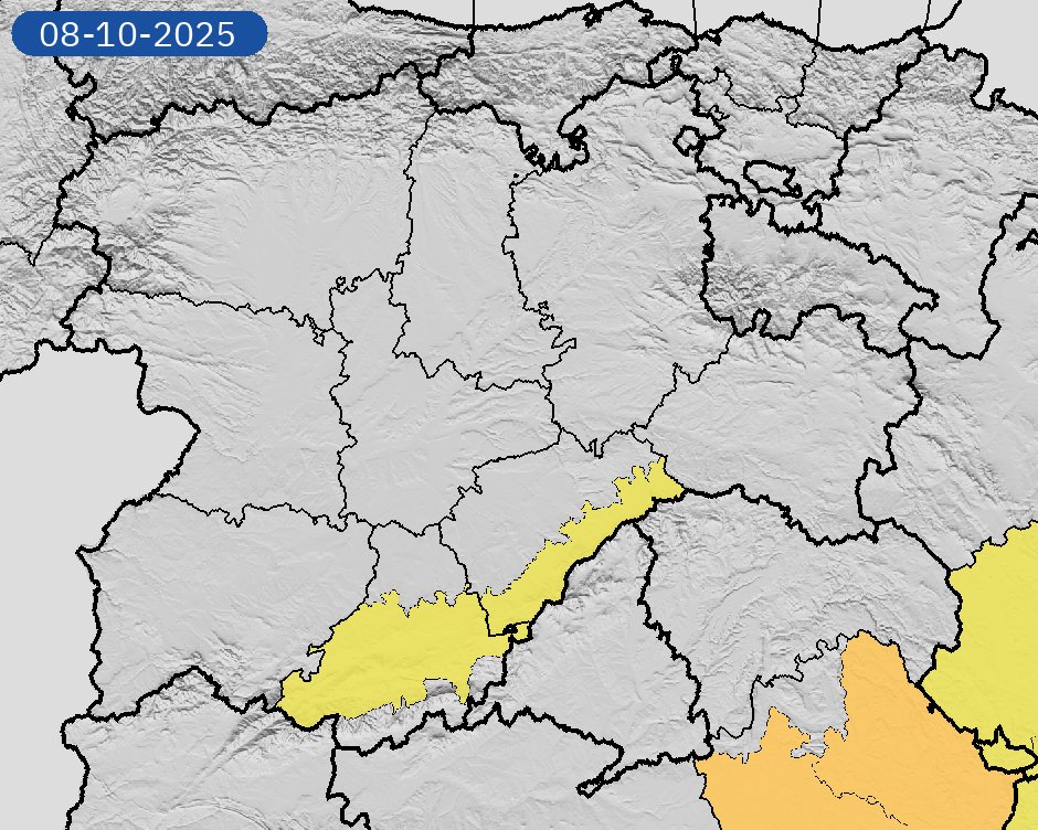 08/10 10:54 Avisos  activos hoy en Castilla y León por tormentas y lluvias. Nivel máximo de aviso: amarillo.
Actualizaciones en aemet.es/es/eltiempo/pr…