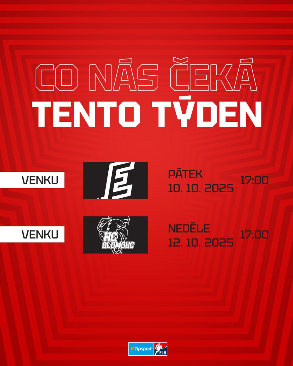 🗓️ Po domácí sérii zamíříme znovu ven, jako první nás čeká výjezd do Varů a Olomouce!