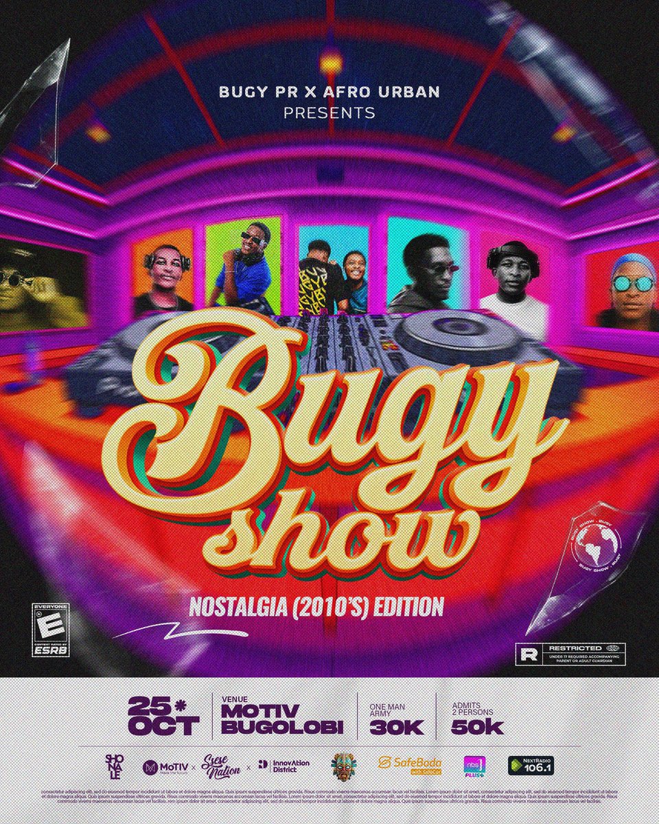 MushroomInc's tweet photo. .@BUGY_PR & Afro Urban are bringing the ultimate throwback vibes with the #BugyShow, Nostalgia (2010’s) Edition!
Rewind to the golden era on October 25th at @MotivUG, Bugolobi.
Secure your spot now—grab tickets at https://t.co/Dg8dbMX63A 🚨 https://t.co/pZgIRDAfAS