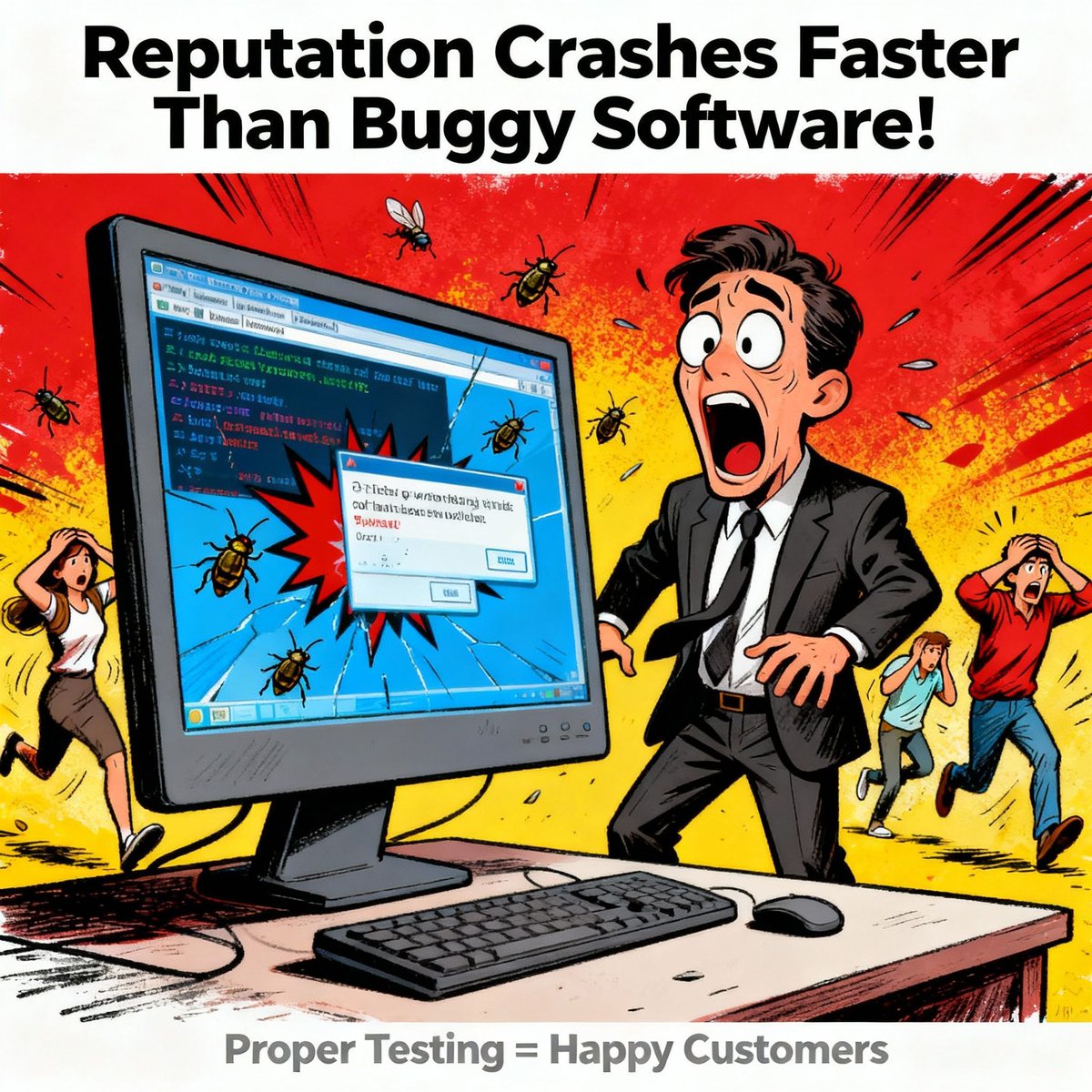 testing_simple's tweet image. Customers running from your buggy software? Testing Made Simple saves your brand with FREE to advanced testing (£200-£500). Don’t be the joke!
👉 testingmadesimple.co.uk
Contact: testingmadesimple.co.uk/contact-us/
#BugHunt #AffordableTesting #Startup