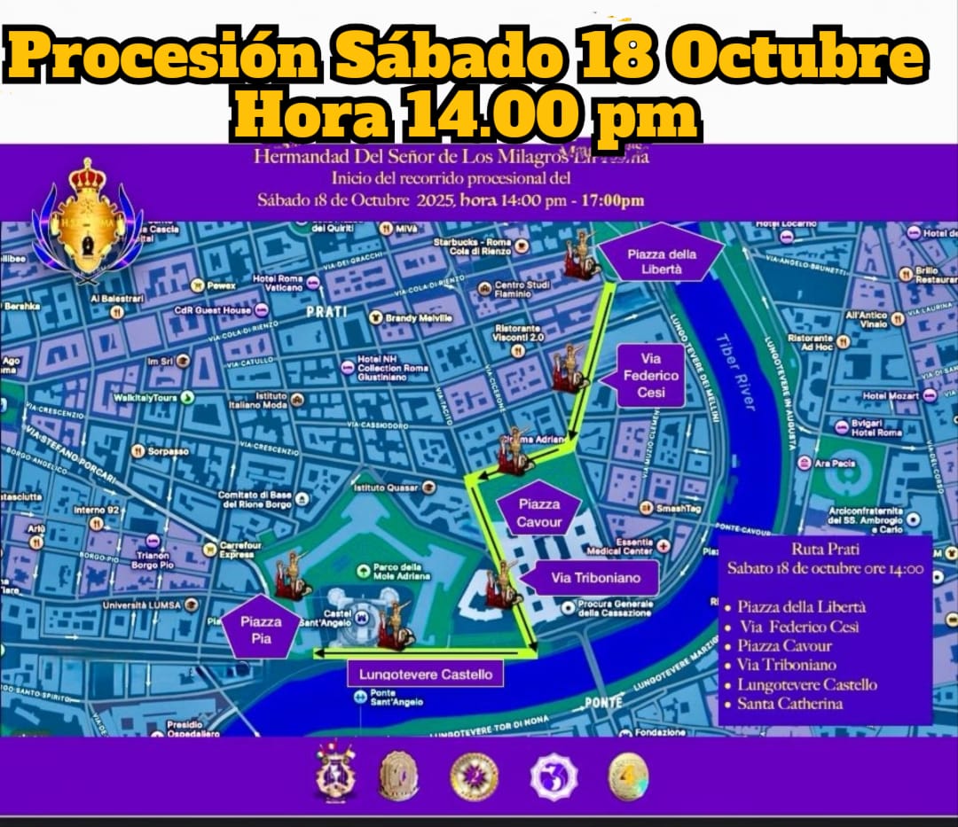embaperuva's tweet image. 🇵🇪✝️Una Gran Procesión Internacional del Señor de los Milagros se celebrará en Roma el 18 y 19 de octubre de 2025 por el #Jubileo2025. Organizada por la Hermandad del Señor de los Milagros en Roma con apoyo de la Embajada del Perú ante la Santa Sede, contará con la participación…