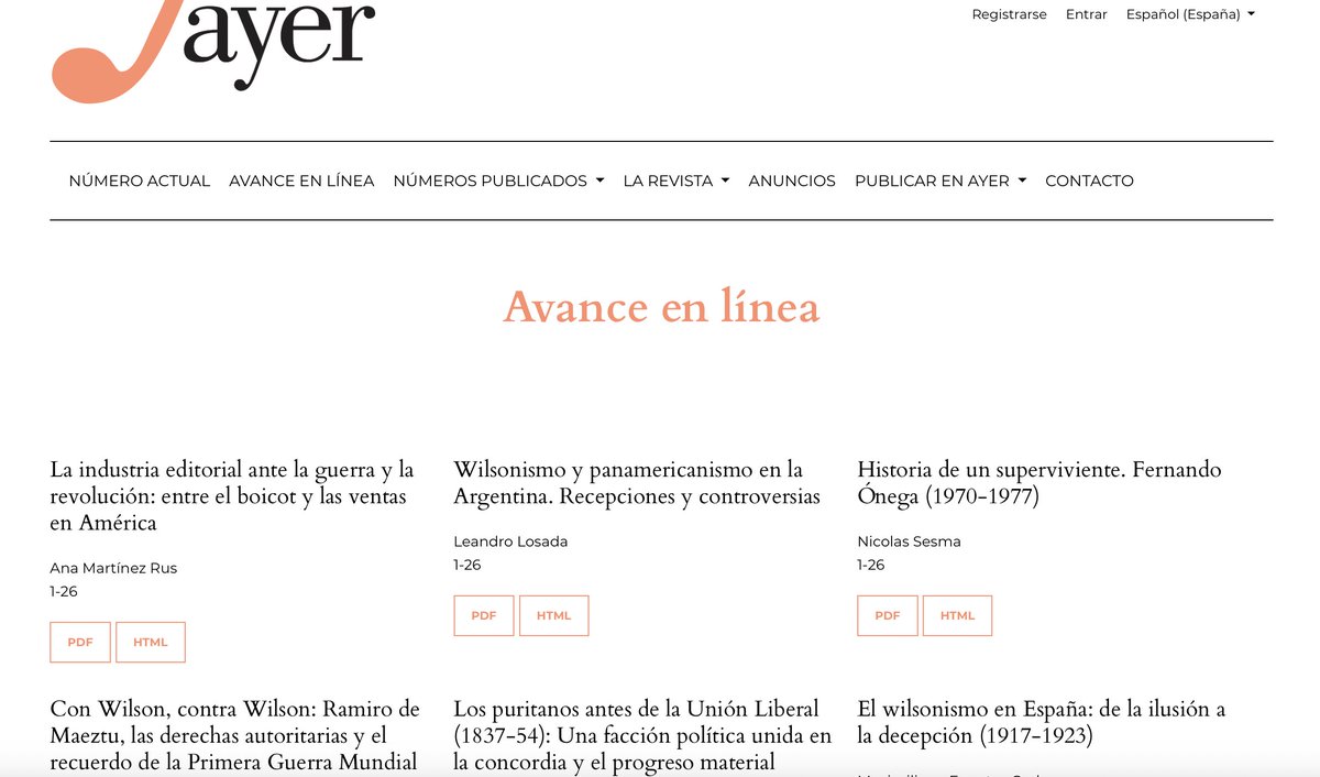 Ayer_revista's tweet photo. 📢¡Ya está disponible nuestro último Avance en Línea! Un total de diez artículos que se publicarán próximamente en nuestra revista. Disponibles en abierto y con descarga gratuita, aquí: https://t.co/iFPGsRH68d https://t.co/a3dQ5GeamT