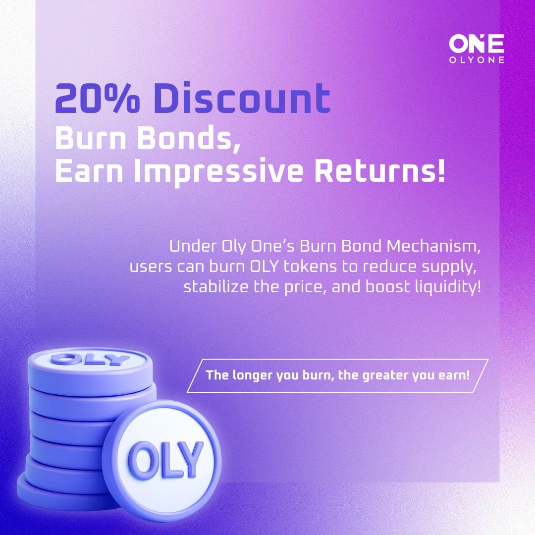 Olyone_Ops's tweet photo. 🔥 Oly One · Burn Bonds — Sustainable Gains Ahead
Built on real mechanisms for steady and lasting returns.

💎 By burning OLY tokens to reduce supply,
users help stabilize the price while earning up to 20% discount rewards!
A deflationary design where every participation becomes the start of long-term value.

📊 5 Days 1%｜180 Days 8%｜360 Days 20%

The longer you burn · the higher the discount · the greater the reward.

#OlyOne #StructuredFinance #DeFi3_0 #BurnBonds #NewFinancialOrder #OnChainEconomy