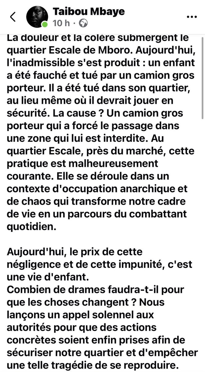 autruicomoi's tweet photo. Ceci est INADMISSIBLE ! Les gros porteurs sont interdits de circuler Ă lâintĂ©rieur de #Mboro par une note du PrĂ©fet. LâautoritĂ© a failli et ça a abouti Ă un crime contre lâINNOCENCE. Les responsabilitĂ©s devront ĂȘtre situĂ©es et tous les fautifs durement sanctionnĂ©s. Paix Ă son Ăąme https://t.co/1f5yuoU1mA