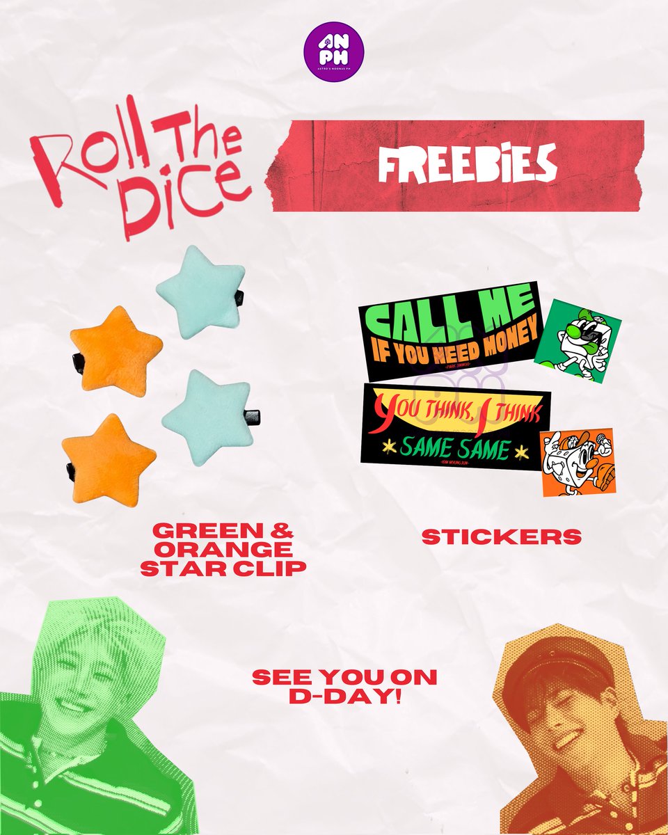 astrosnoonasph's tweet photo. ✨ Ito na ang pa-freebies ng Noonas! 🥰

ANPH FAN SUPPORT
⭐️ Star Clip + 🖼 Stickers

💚🧡 Limited quantity only!

See you at the venue! 💕
#RollTheDiceInManila #ZOONIZINI
@offclASTRO https://t.co/OA4EDAkvkM