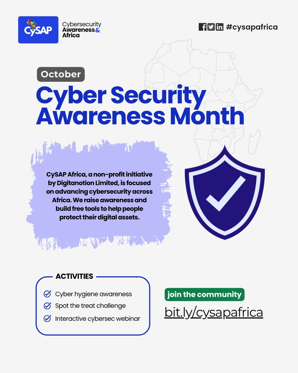digitanotion's tweet photo. Join the community to participate in the events. 
It's cybersecurity month. 
#CyberSecurityAwareness #cysap #digitanotionltd https://t.co/Yyq5fVnSUN